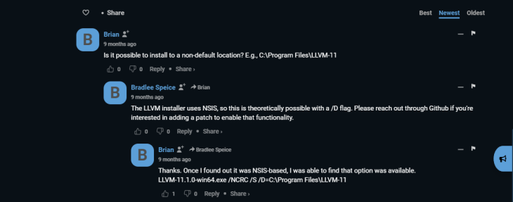 User Questions And Answers For Llvm Package On Chocolatey Package Explorer