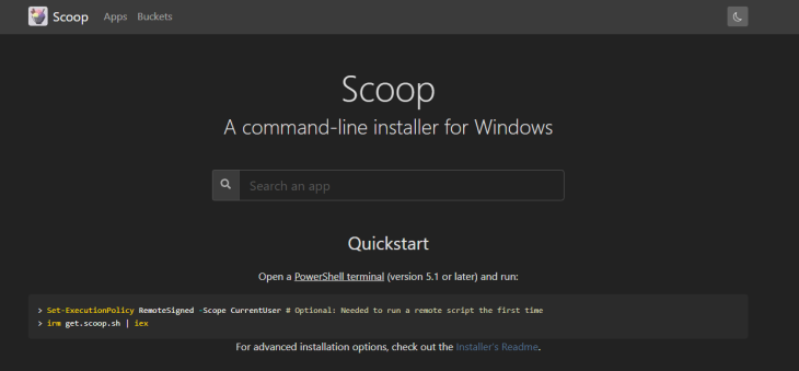 Homepage For Scoop Command Line Installer For Windows