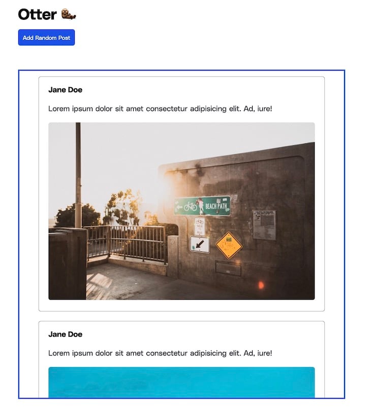 Screenshot Showing Preview Of Interoperable Sveltris Social App With Svelte Postcard Components Rendering Random Dummy Author Posts