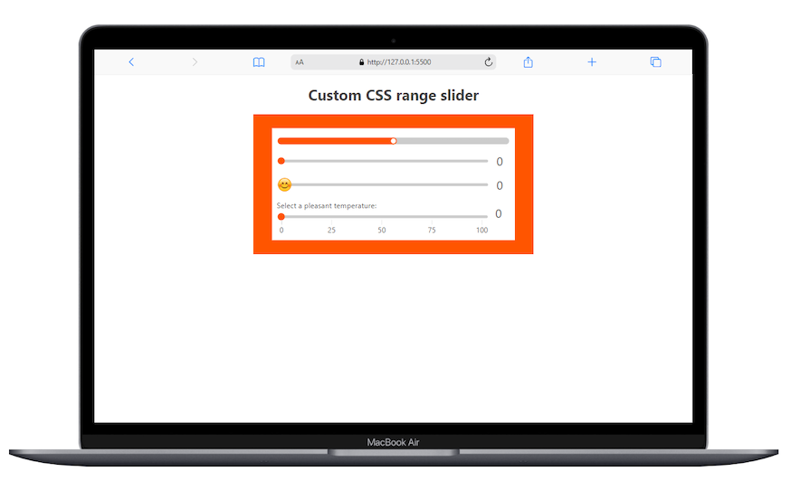 CSS Range Slider In A Laptop View