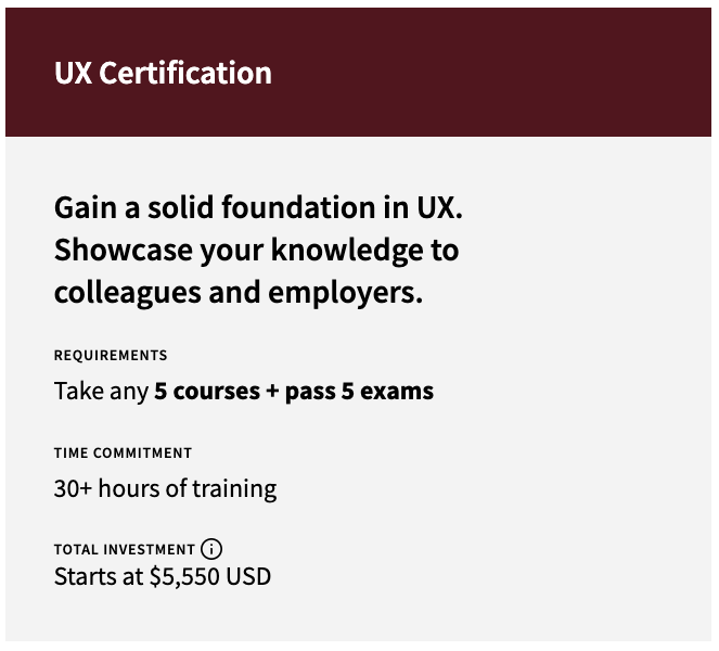 Nielsen Norman UX Certification