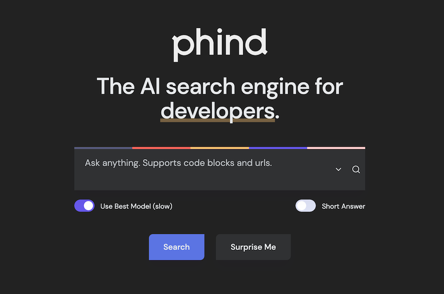 Homepage Of Phind Ai Search Engine For Developers