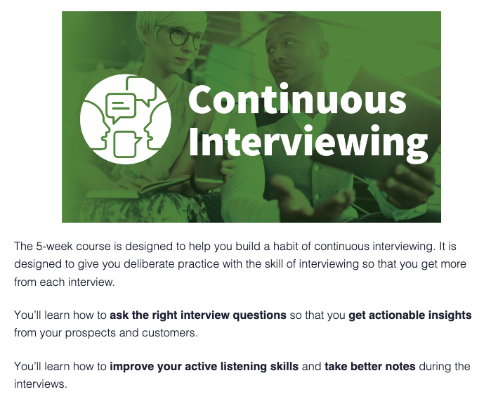 ProductTalk Continuous Interviewing Course Info
