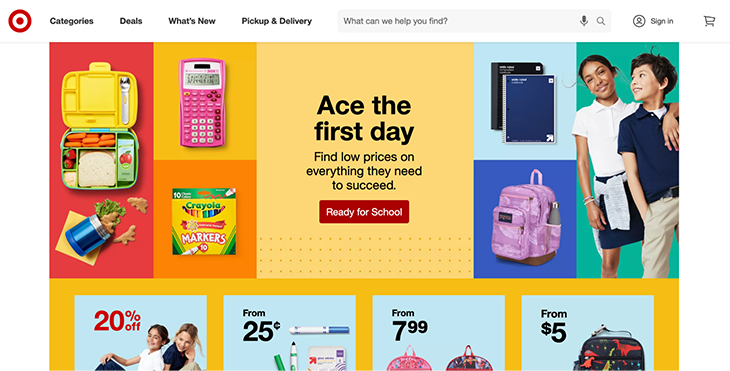 Image CTA Target's Website Example