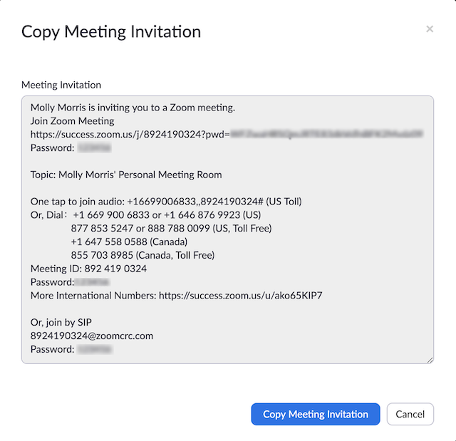Essential Invite Example: Zoom