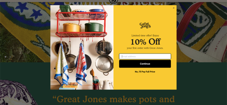 Great Jones Landing Page