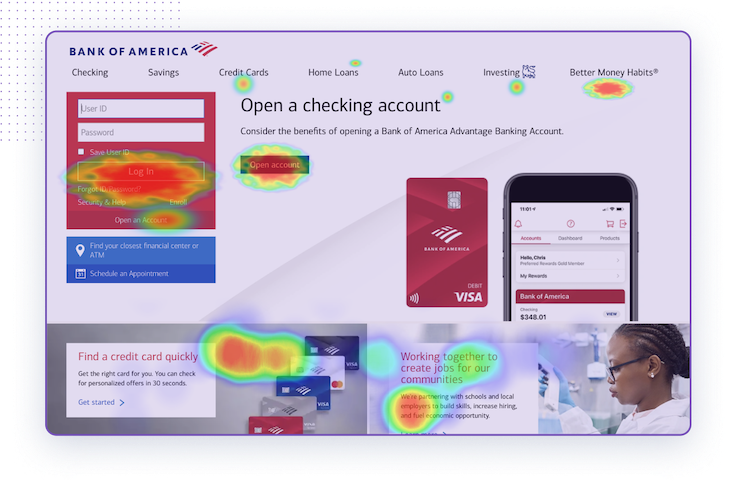 Heatmap Example: Bank Of America Website