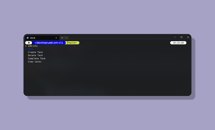 Simple Ui Rendered After Running Default Ink Cli Showing Simple List Of To Do Options