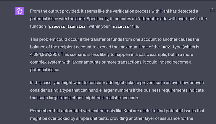 Response From Chatgpt Correcting Code Based On Kani Feedback