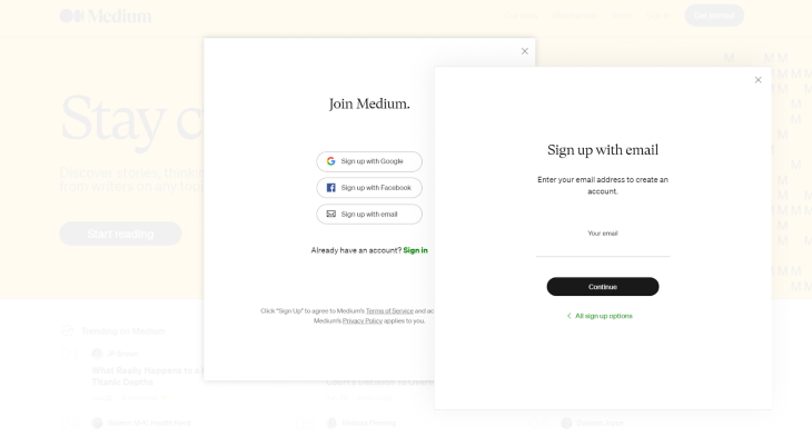 Medium Sign-up Page