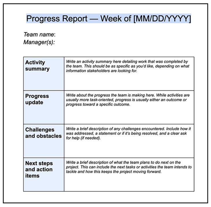 how to write progress report for phd students