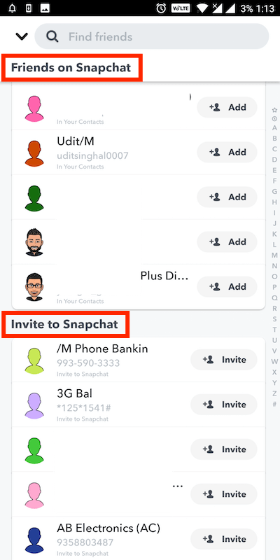 Invite Feature On Snapchat