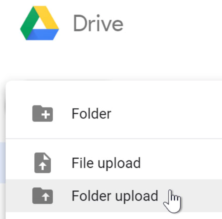 Upload Menu Google Drive