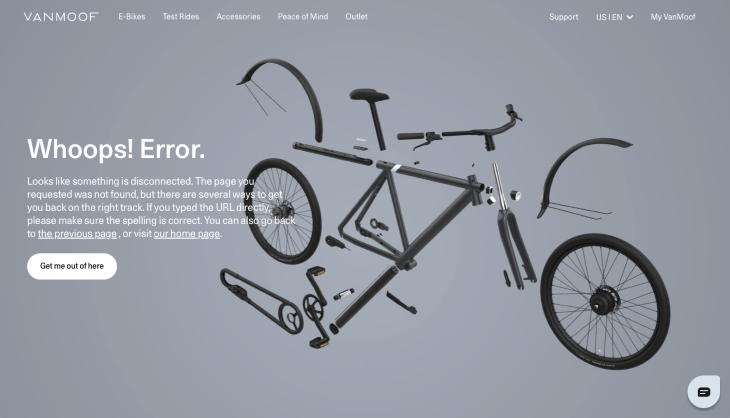 Vanmoof 404 Landing Page