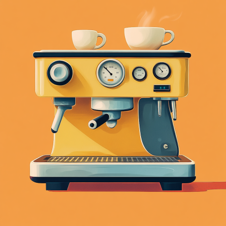 Icon Of A Coffee Machine Generated With Midjourney AI Using Skeuomorphism Style