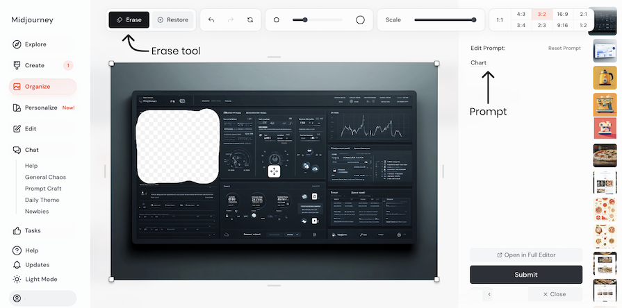 Using Midjourney's Edit, Erase, And Prompt Features