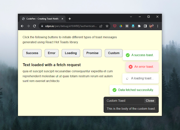 react hot toast homepage