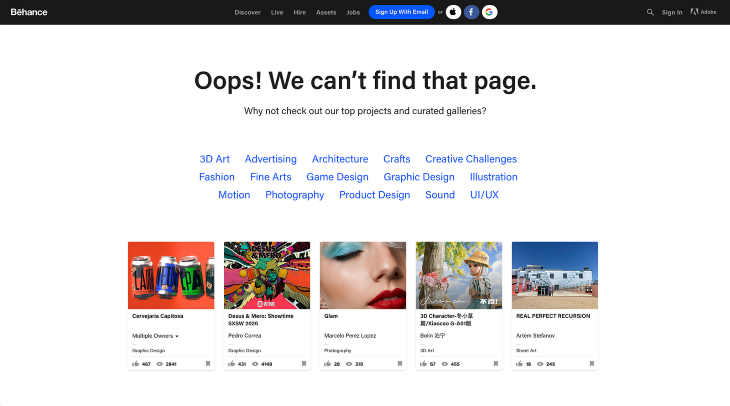 Behance 404 Page