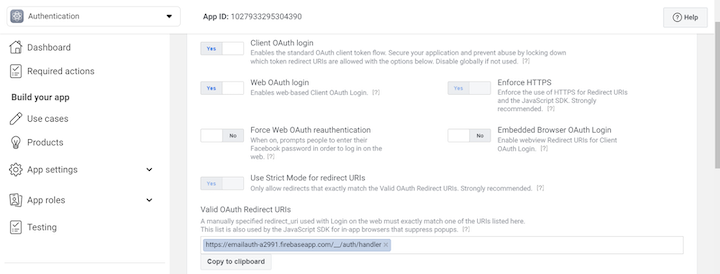 Facebook Authentication Oauth Redirect Link