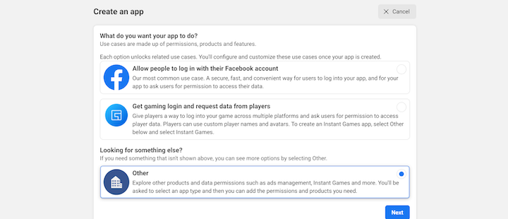 Facebook Developers Platform Creating New App