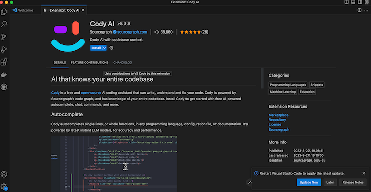 Cody Visual Studio Code Extension