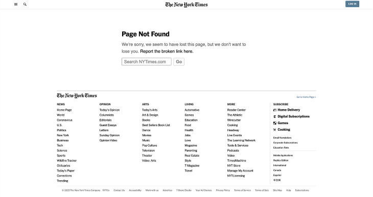 NYT 404 Page