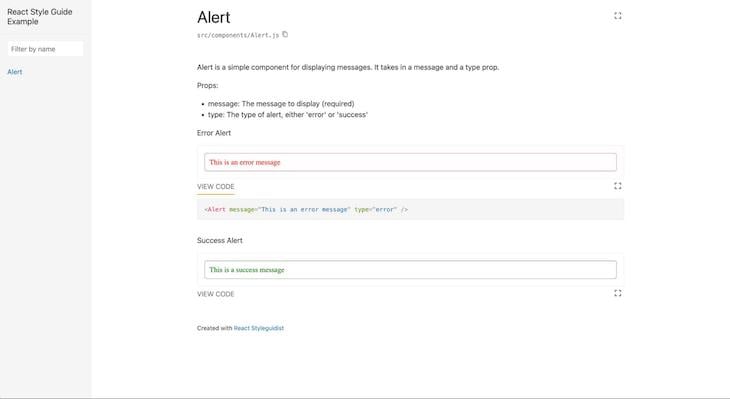 Example Of Alert Component Documentation With Live Examples Generated With React Styleguidist