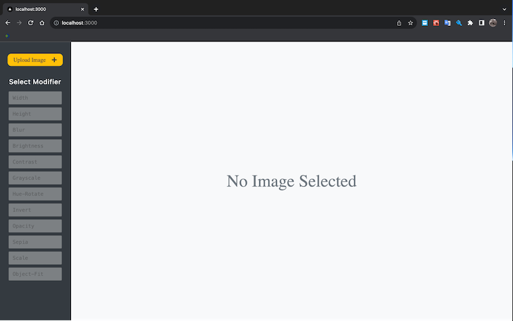 Demo Crystalize Js App Showing Sidebar With Blank Canvas Reading No Image Selected