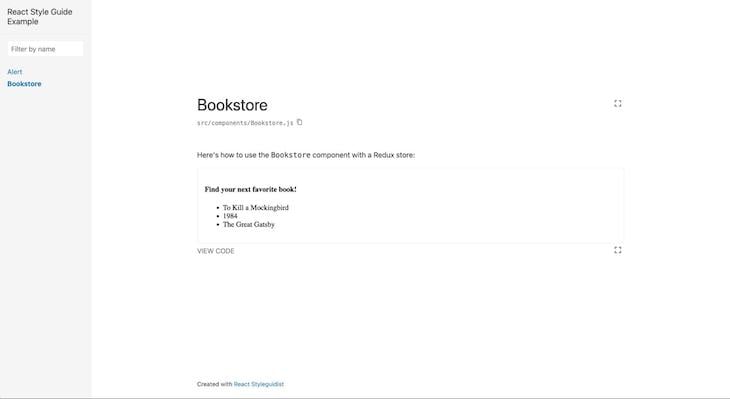 Preview Of Bookstore Component Used With Redux Store Documented In React Styleguidist