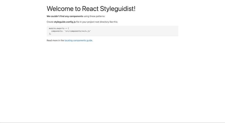 Welcome Page For React Styleguidist Where Component Documentation Will Be Available Once Components Are Created