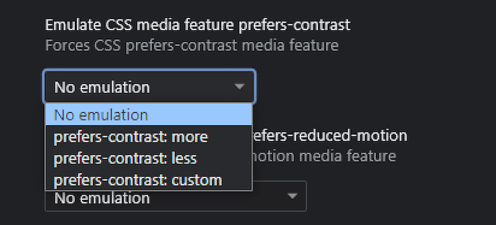 Emulate CSS Media Feature Prefers-Contrast Menu