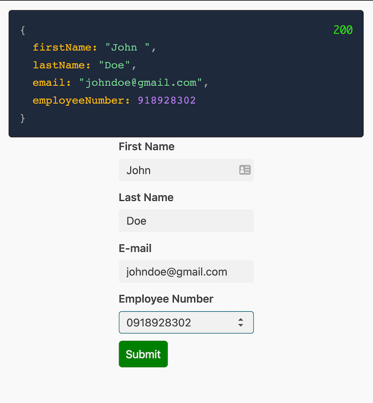 Form Data Being Sent From The Server To The Client