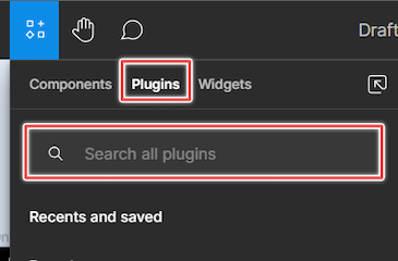 Resources Option Selected From Toolbar Highlighted In Blue With Plugin Option And Search Bar Selected From Dropdown