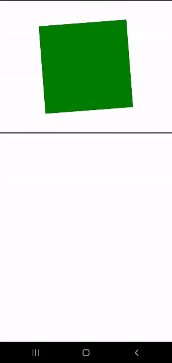 Demo Of React Native Rotation Gesture Handler Showing Green Square Rotating Around Central Axis