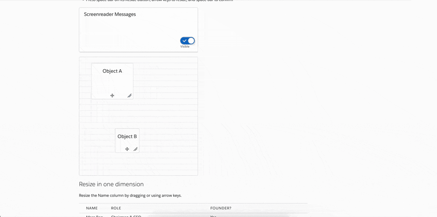 Screenreader Messages Displayed Above Interface While User Drags And Drops Items