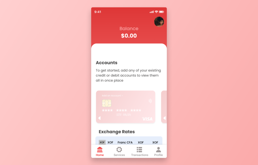 Preview of Accounts in Finance App