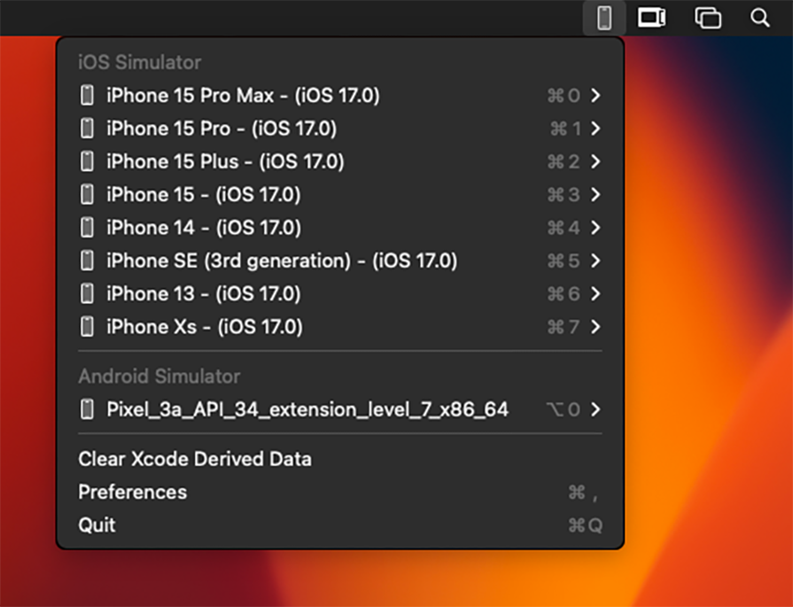 Add MiniSim to your menubar for faster navigation