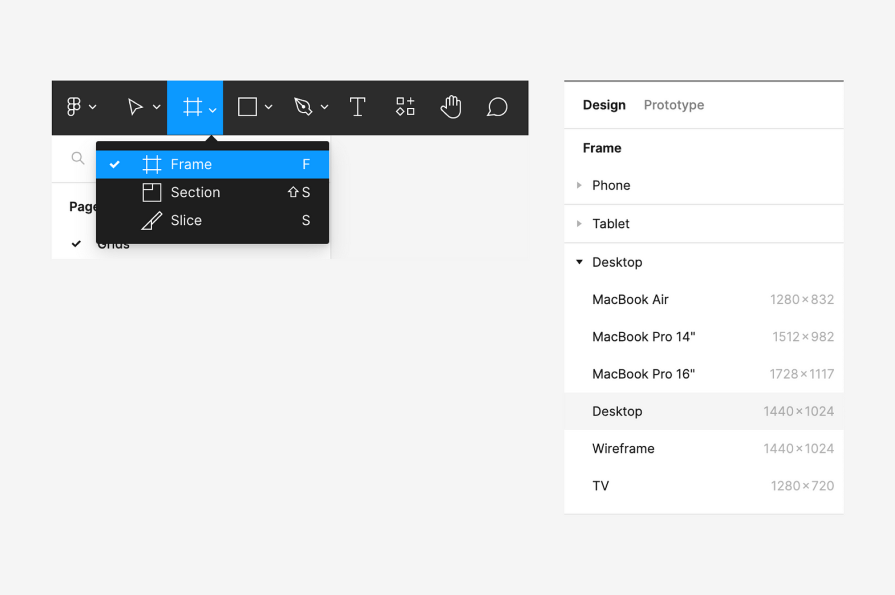 Frame Option Selected in Figma
