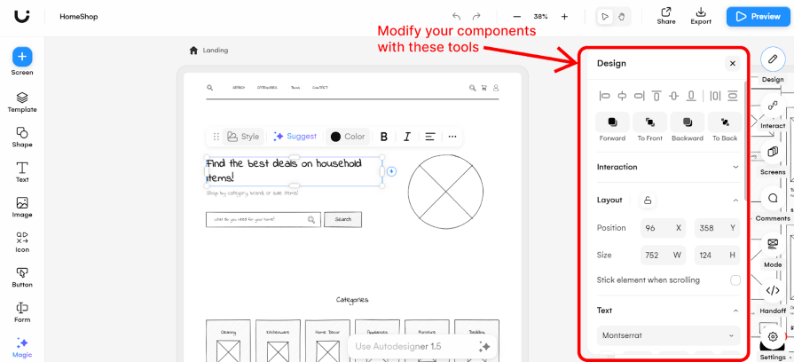 Modify Components with Design Tools