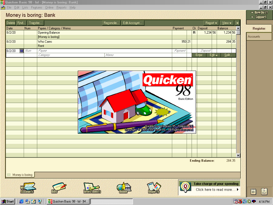 Quicken 98 - An Old Finance App