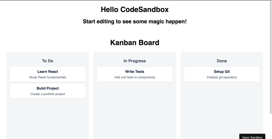 Kanban Board Example React Draggable