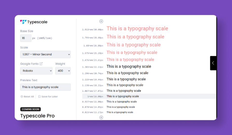 Typography Examples in Typescale