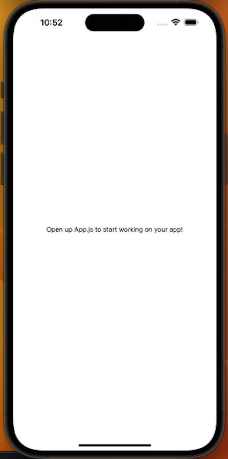 Basic React Native App Set Up In Expo Displaying Prompt To Edit App Js File To Build App