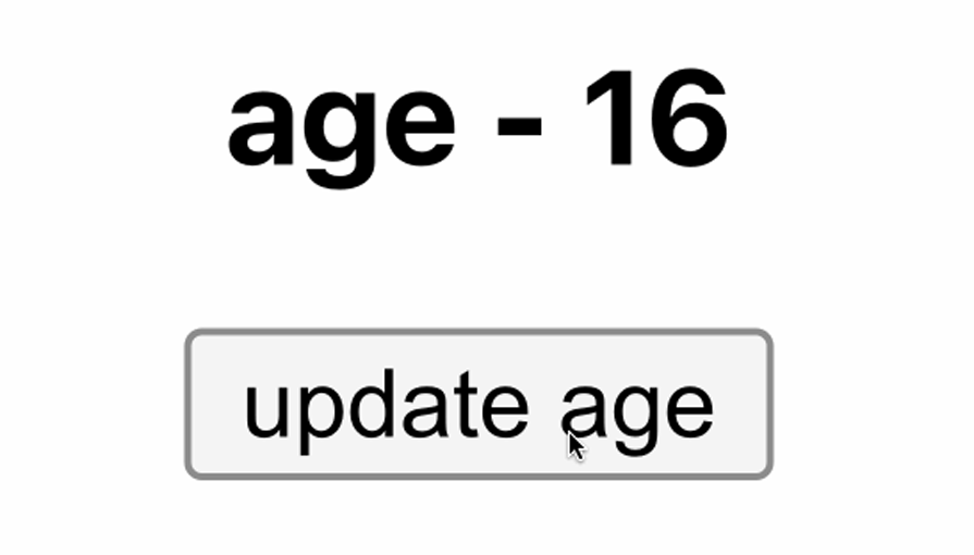 Example Of A Solid Js Parent Component That Manages An Age State Signal That Renders A Child Component And Passes The Age Value As A Prop, Resulting In An Age Display With A Button That Increases The Age By One Every Time It's Clicked