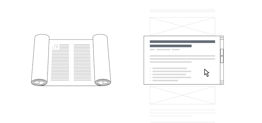 Paper Scroll (Left) Vs Digital Screen Scrollbar (Right)