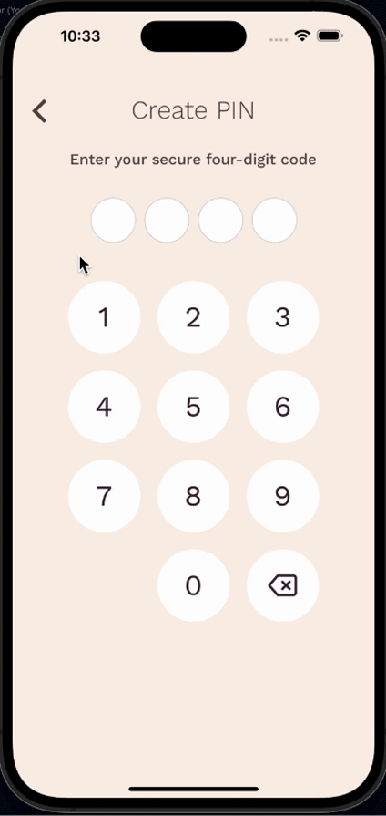 Demo Of React Native Number Pad Feature In Action With Added Animation Effect For Colored Dots Filling In Multiview Bubbles