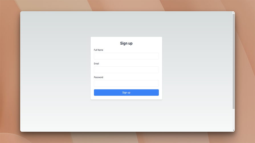 Our signup page in Next.js