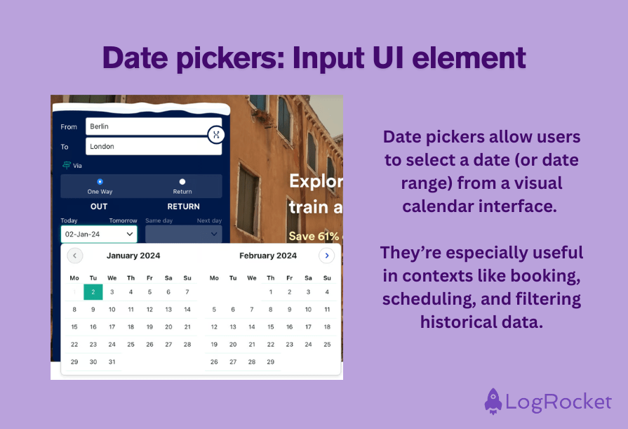 Date Pickers Input UI Element