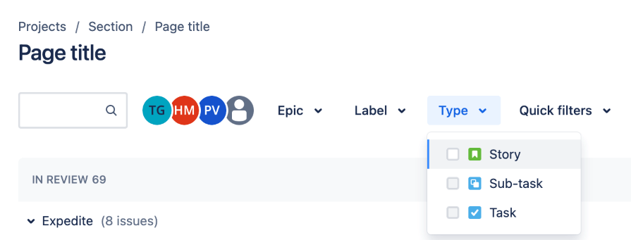 Filters In A Top Bar