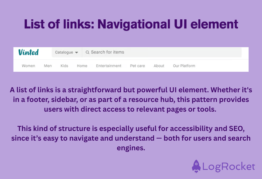 List of Links: Navigational UI Element